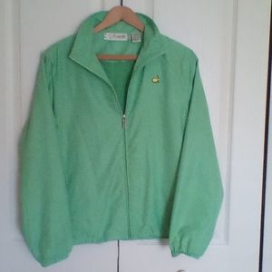Ladies long sleeve Masters golf wind  jacket, size M, green with masters logo.